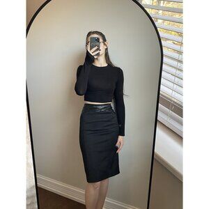 Artelier Nicole Miller Black Leather Pencil Skirt SIze 10